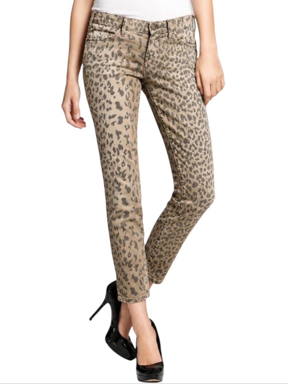 NWT Current/Elliot The Stiletto Jean In Grey Leopard Print Size 29